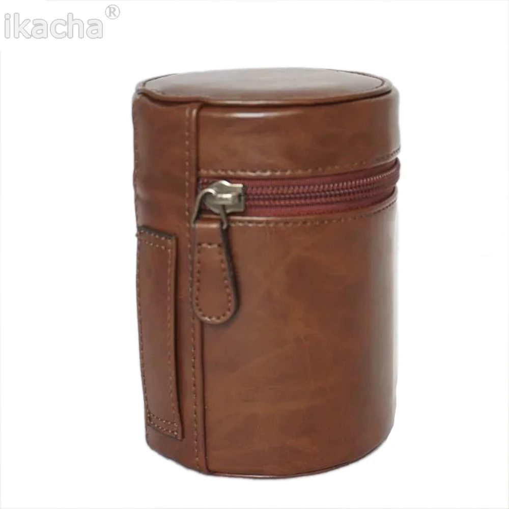 S Size Camera Lens Bag PU Leather Case Suitable for Canon Nikon Sony Pentax Fujifilm Tamron Lens Pocket 