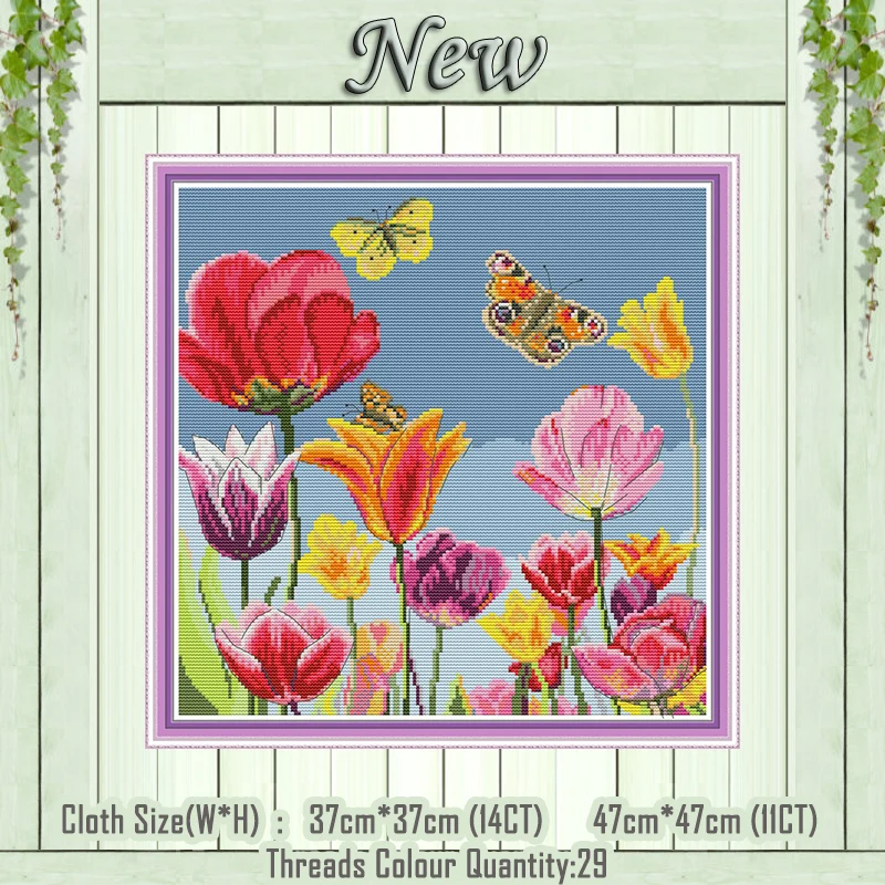 

Tulip flower secnery home decor painting counted printed on the canvas DMC 11CT 14CT kits Cross Stitch Embroidery needlework Set