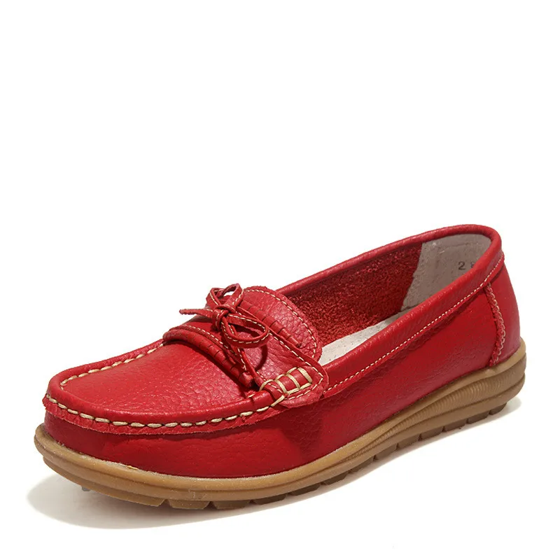 

2019 Leather Shoes Women Butterfly-knot Loafers Women Flats Ballet Spring Autumn Casual Flat Shoes Woman Moccasins