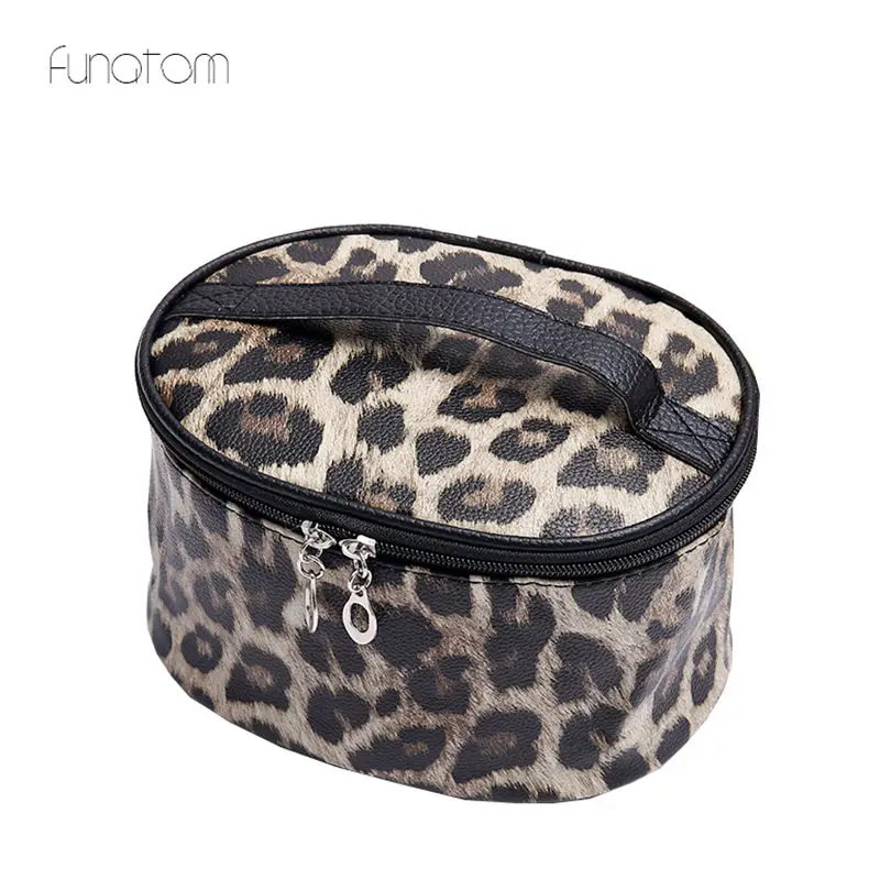 

Cosmetic Bag Professional Leopard Makeup Case Women Travel Make Up Organizer Storage Pouch Toiletry Wash Kit