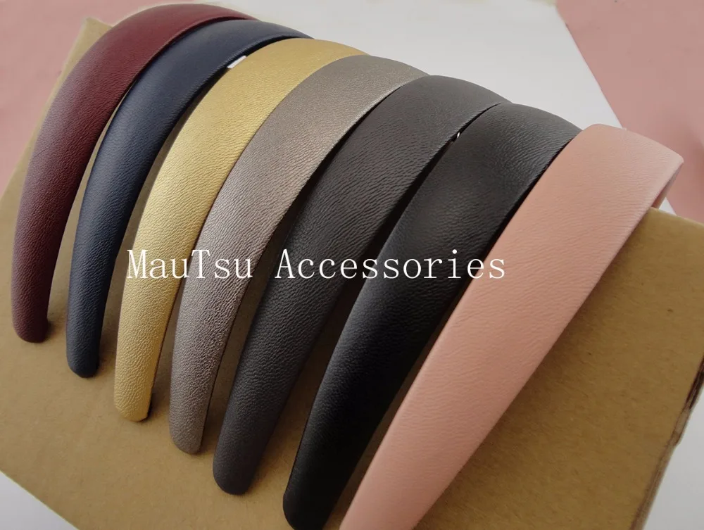 

10PCS 25mm 1.0" PU leather Covered Plain Plastic Hair Headbands with black velvet back,Assorted Colors,BARGAIN for BULK