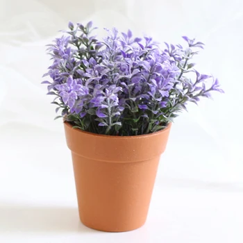 Home Decor Artificial Flower Simulation Flower Pot View Set Lavender Plastic Potted Fake Flower Decor Garden Christmas Decor