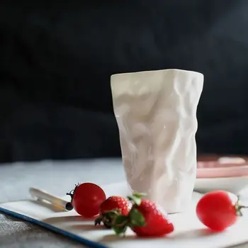 

Creative Art Design Crumpled Coffee Mug BPA Lead Free Bone China White Origami Canecas Tazas Para Cafe Lemonade Coffe Cup Xicara