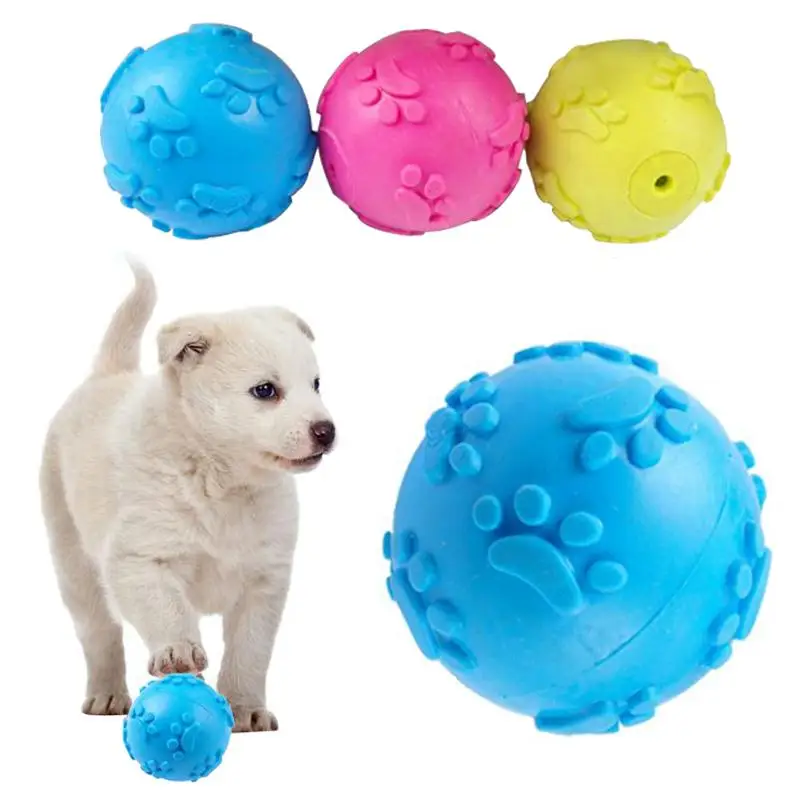 

3 Color Teeth Bite Rubber Dog Cat Ball Products Interactive Pet Toys