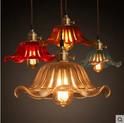 60W  Retro Loft Style Vintage Pendant Lighting Industrial Lamps with Glass Shade, Edison Bulb,Hanglamp Luminarias,AC,E27