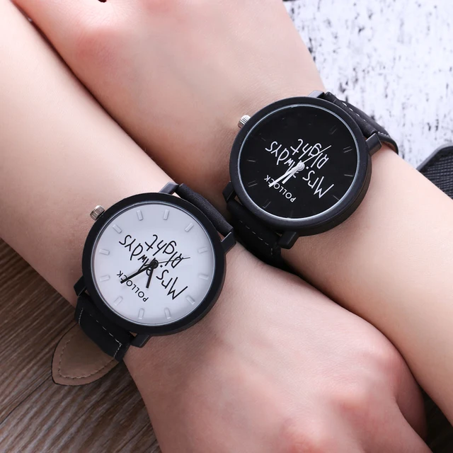 Men and Women British Style Leather Strap Analog Watch Mrs. Always Right Pattern Men and Women British Style Leather Strap Analog Watch Mrs. Always Right Pattern