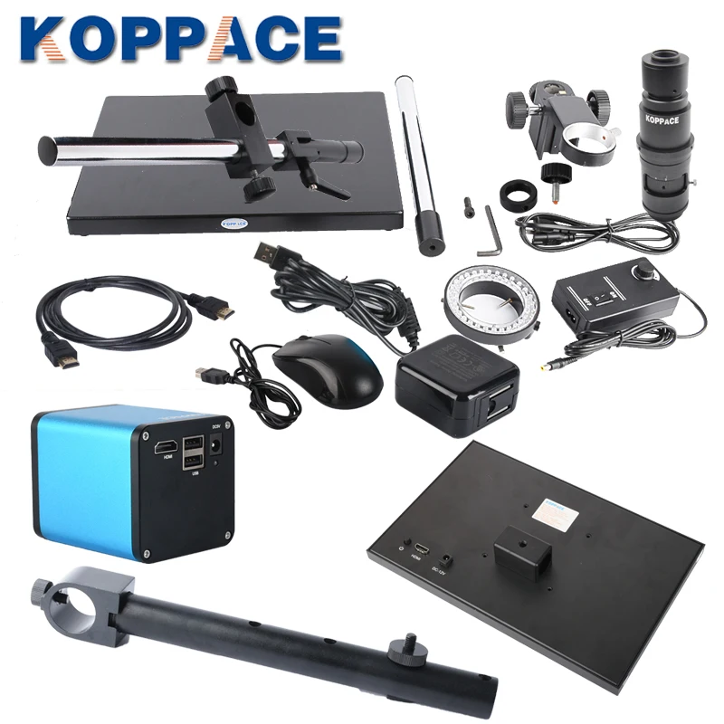  KOPPACE 15X-100XHDMI HD Autofocus Industrial Microscope Universal BracketSupport Photo and Video Au