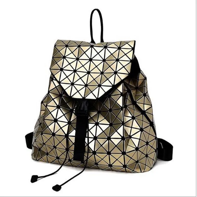 Women Geometry Quilted Plaid Backpack Mosaic Sequins Mirror Lattice Laser Casual Travel BaoBao PU Backpacks Daypack