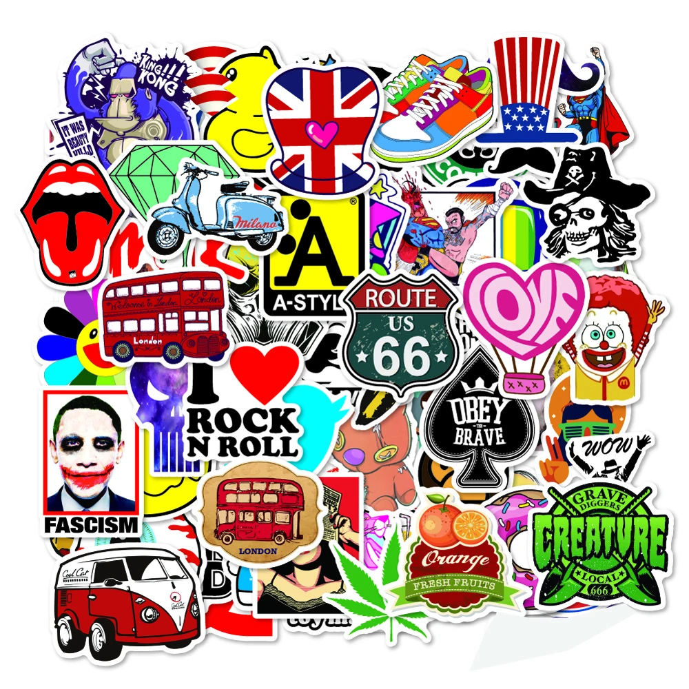 50pcs/pack Laptop Stickers Brand Logo Graffiti Stickers For Car Moto Suitcase Waterproof Cool Car Stickers Skateboard Sticker 50pcs/pack Laptop Stickers Brand Logo Graffiti Stickers For Car Moto Suitcase Waterproof Cool Car Stickers Skateboard Sticker