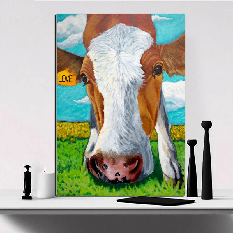 Cow animal canvas print framed photo picture wall artwork anim157