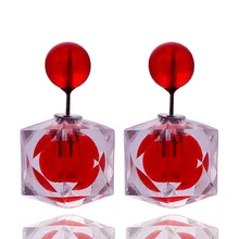 14 Colors Hot Classic High Quality Fashion Jewelry Color Strip Fashion Stud Earring Transparent Double Sided Earrings for Women