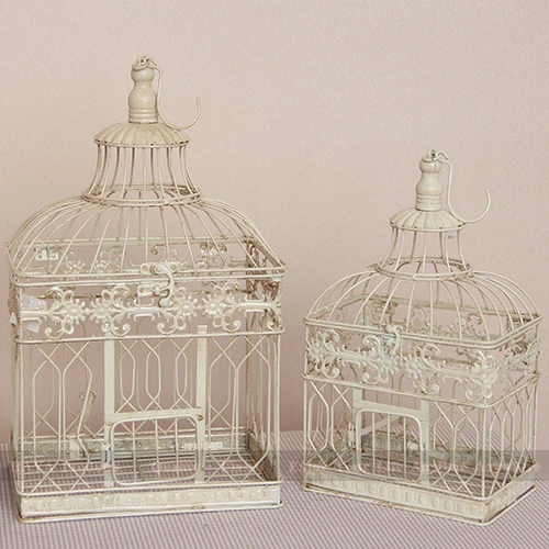 Set Of 2 Square Large Bird Cage, Vintage Bird Cages, Decorative Bird