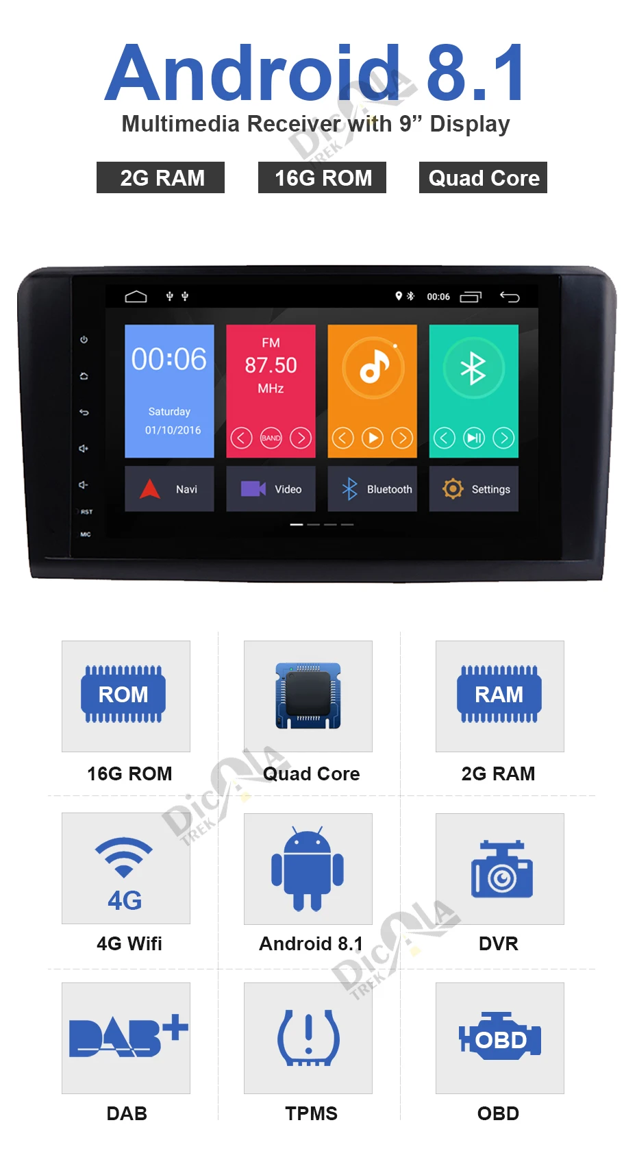 Clearance IPS Android 8.1! Two Din 9 Inch Car DVD Player For Mercedes/Benz/GL ML CLASS W164 X164 ML350 ML450 GL320 GL450 Wifi GPS BT Radio 3