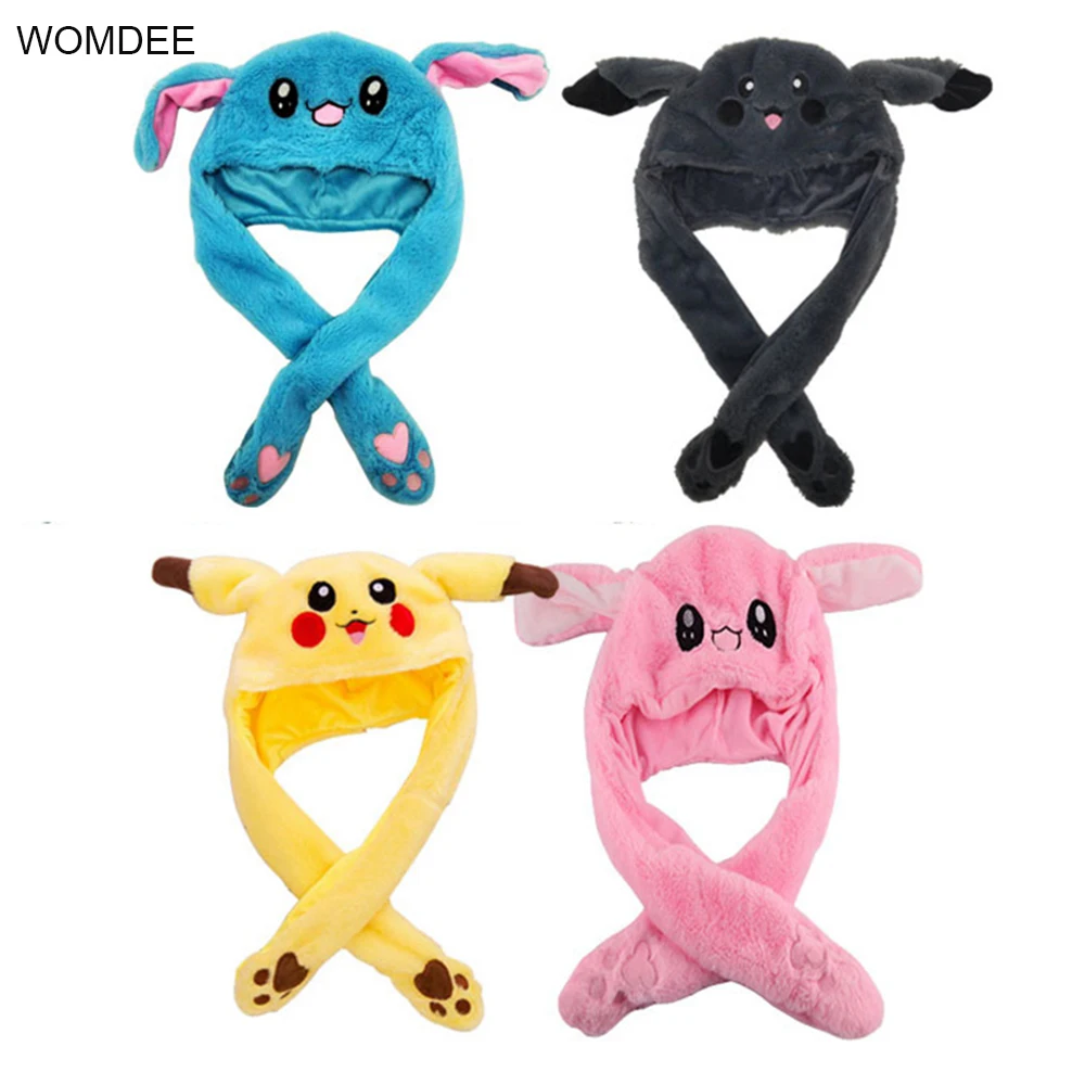 

2019 Summer Rabbit Hat with Moving Ears Bunny Hat Ears Warm Cotton Sweet Cute Airbag Cap With Lamp For Unisex Adult