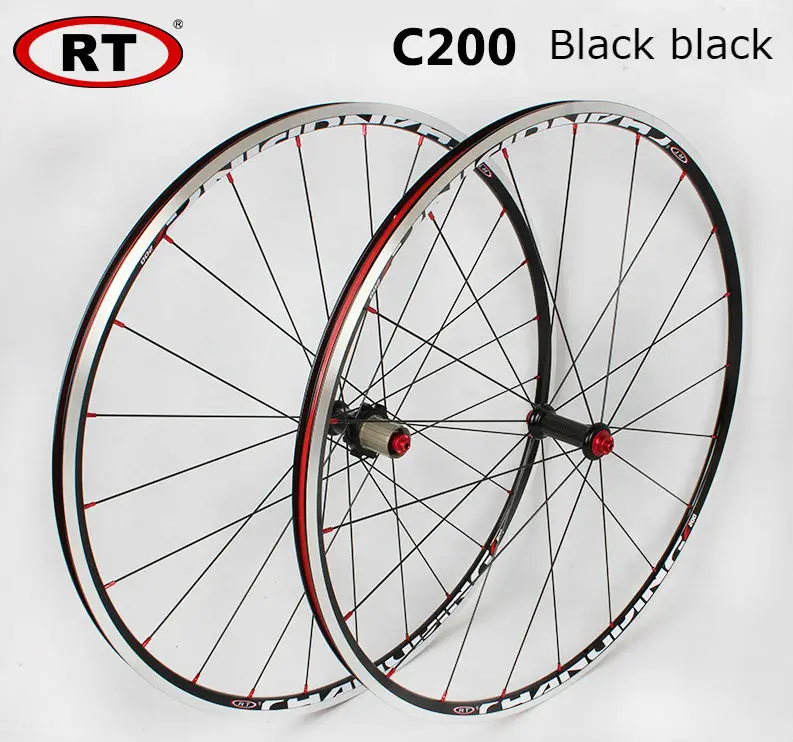 Новинка,, RT, горячая Распродажа, 700C, сплав, тормоз, шоссейный велосипед, карбоновые ступицы, колеса, алюминиевые, шоссейные колеса, китайские велосипедные колеса, 1600 г - Цвет: black black