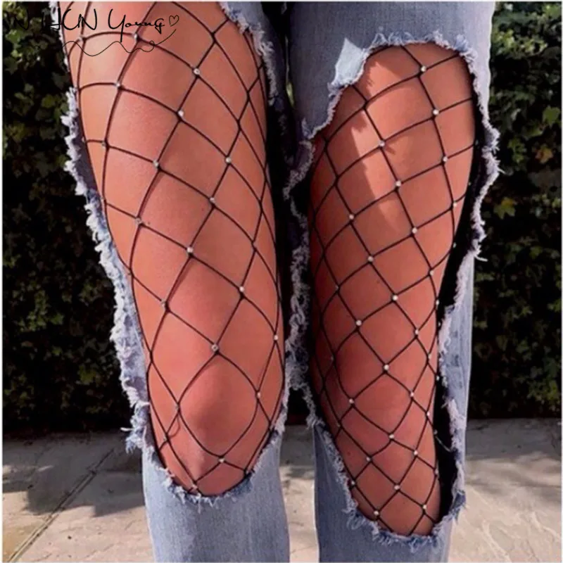 Buy Sexy Tights Rhinestones Mesh Pantyhose