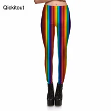 Qickitout Леггинсы Горячие сексуальные женские радужные яркие вертикальные полосы леггинсы с цифровой печатью брюки стрейч брюки размера плюс