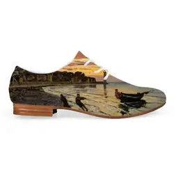 Мужская повседневная обувь из синтетической кожи для отдыха разноцветная картина с изображением моря, художественный принт, оксфорды