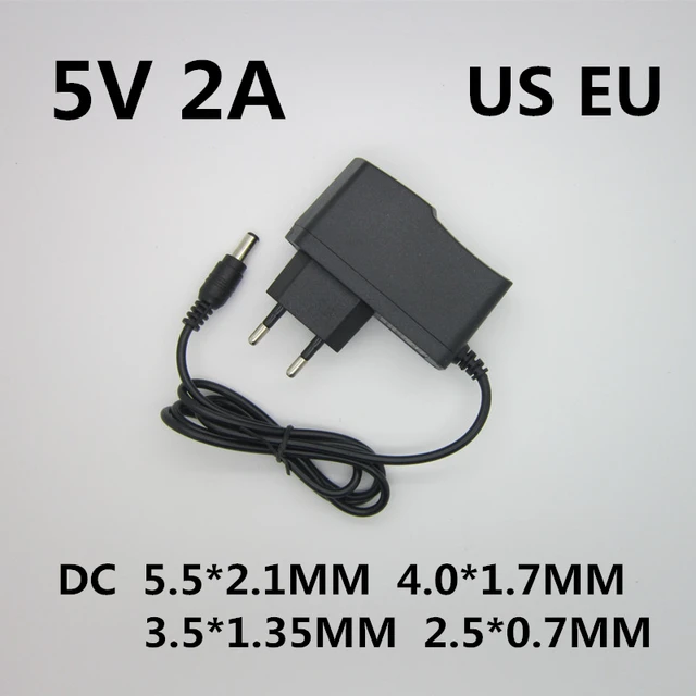 Adaptador de corriente de 5 V, 2A, 2000mA, CA 100 V-240 V a cc 5 V, convertidor de voltios, transformador, cargador de fuente de alimentación para tira LED, tv box, enchufe de la UE Adaptador de corriente de 5 V, 2A, 2000mA, CA 100 V-240 V a cc 5 V, convertidor de voltios, transformador, cargador de fuente de alimentación para tira LED, tv box, enchufe de la UE