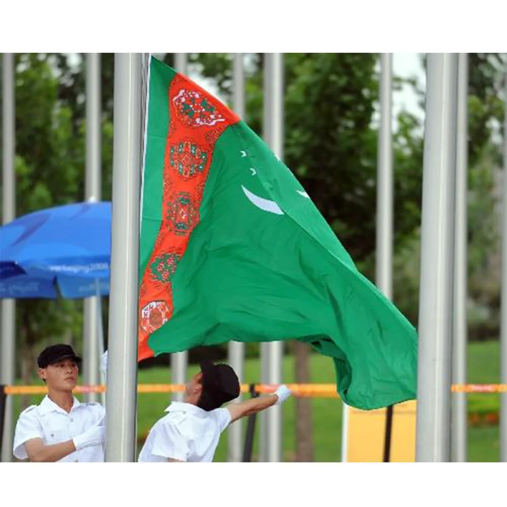 Туркменистан(TM) флаг из полиэстера, флаг 5*3 фута 150*90 см все цвета логотипы Национальный флаг