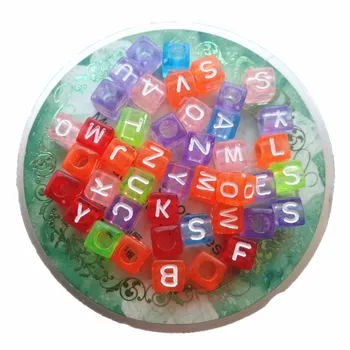 

New Arrival 2600PCS/Lot 6*6MM Cube Transparent Alphabet Acrylic Letter Beads Randomly Mixed A-Z Square Initial Letters Beads