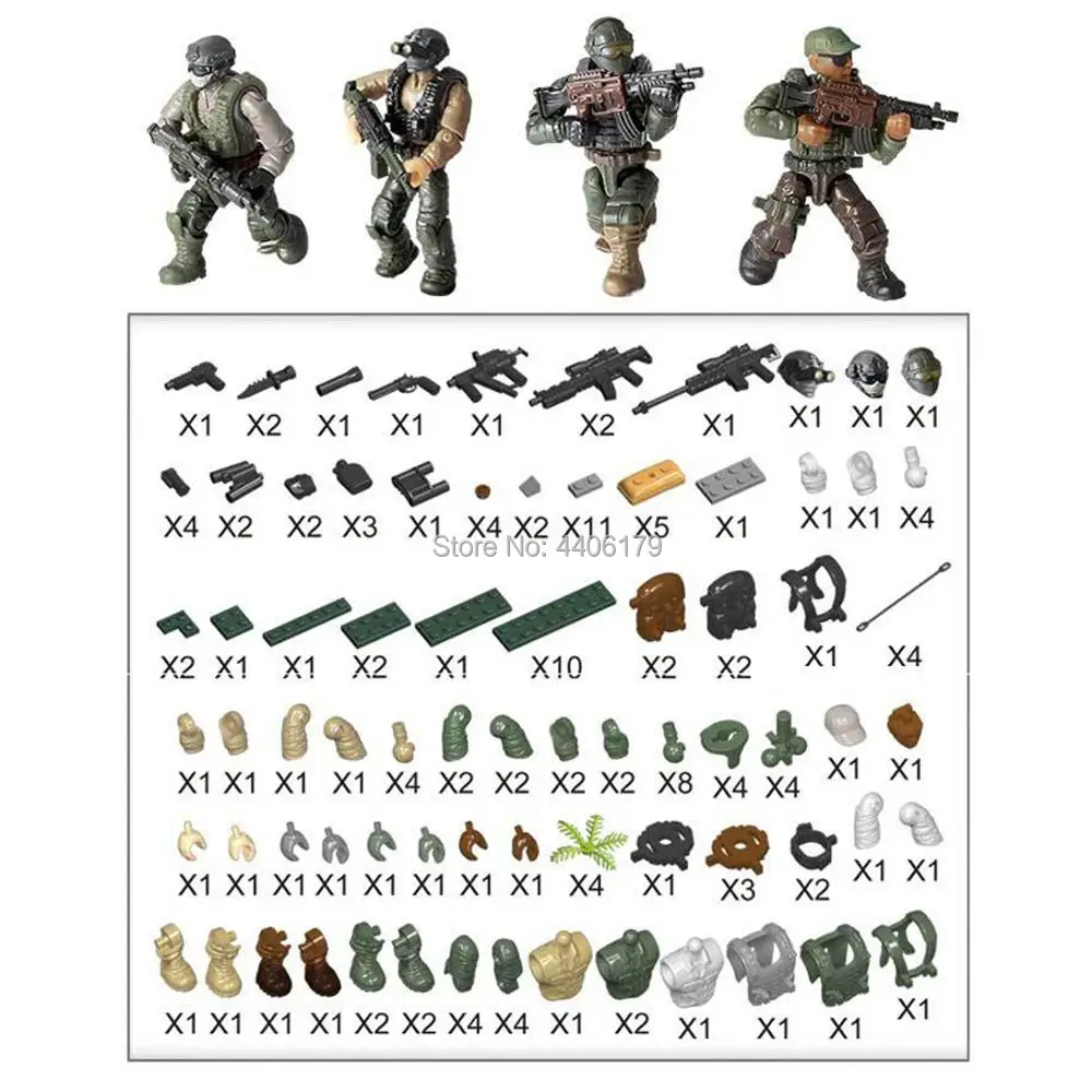 6pcs//set Military Desert Land force Army Building Blocks Bricks Figures Toys