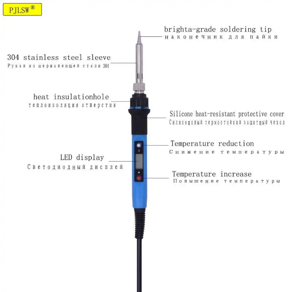 80 Вт Электрический паяльник, набор, Регулируемый температурный мультиметр, сварочный инструмент, отпаивающий насос, Оловянная проволока, плоскогубцы, сварка - Цвет: A
