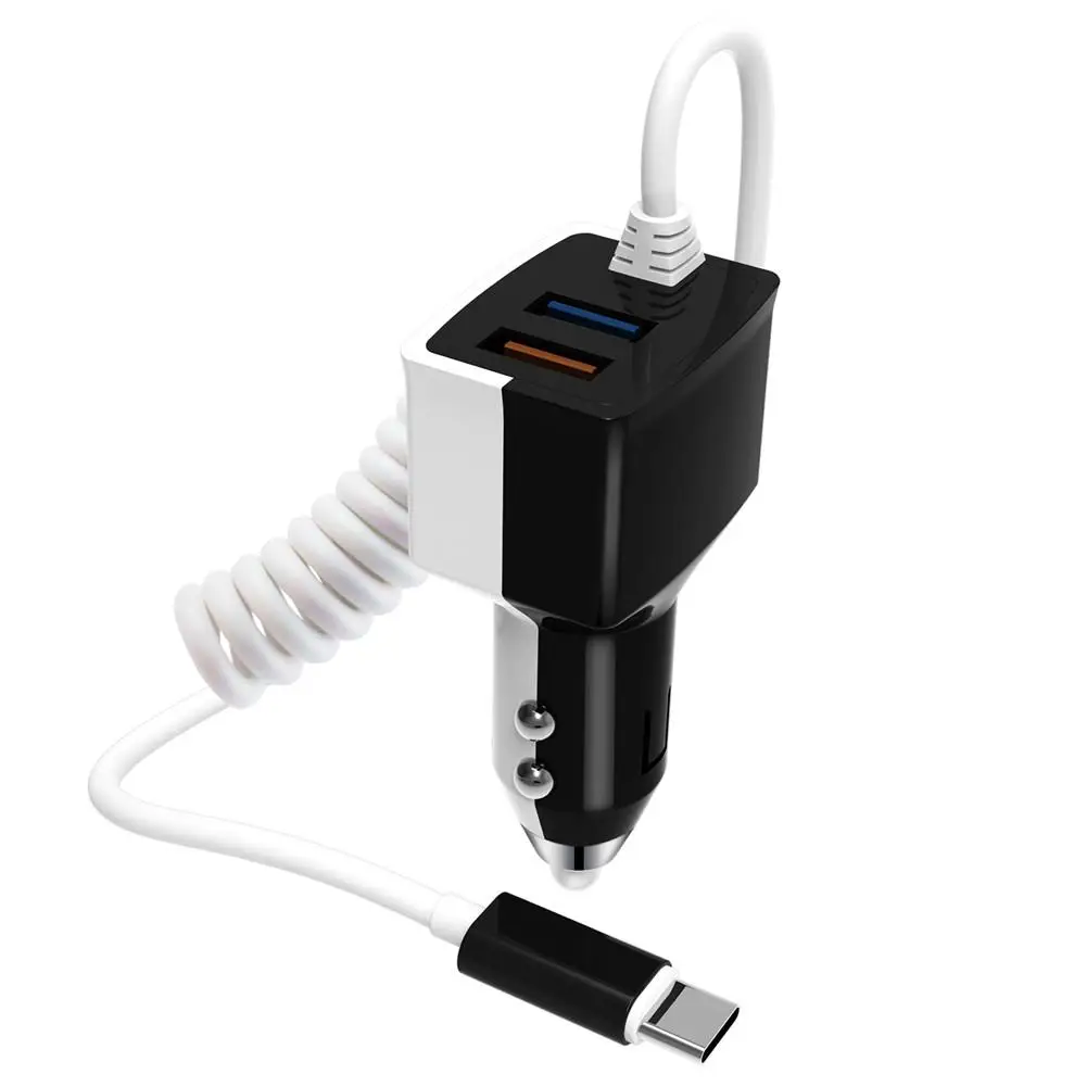 Car Phone Charger QC 3.0 Quick 2 port USB Type c Mobile Phone Portable