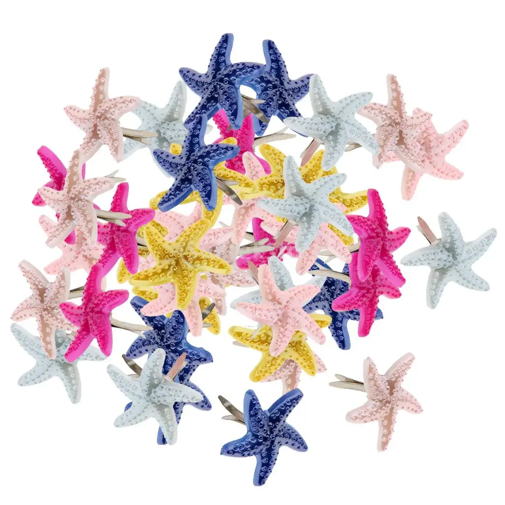 50pcs Starfish Shape Mini Brads Round Head Metal Brads Crafts Split Pins Paper Fasteners for Multicolor Scrapbooking Stamping DIY Tool 