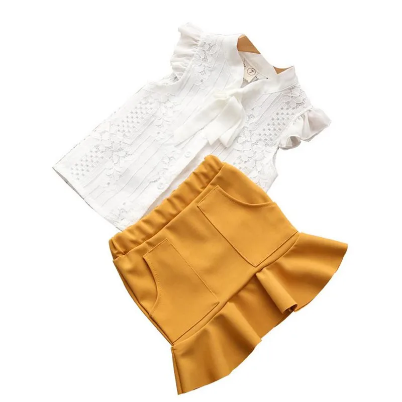 DFXD Summer Two Piece Toddler Girl Clothing Sets High Quality White