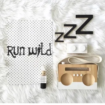 

Nordic Style Nursery Decoration Natural Wooden Retro Radio Baby Toys Kid's Room Wall Decor Ornament Photography Props Christmas