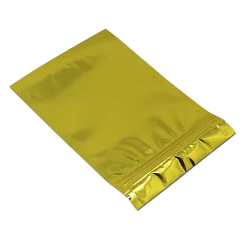 

100Pcs/lot 16*24cm Reclosable Mylar Foil Golden Zip Lock Packaging Pouch Aluminum Foil Food Coffee Powder Zipper Packing Bags