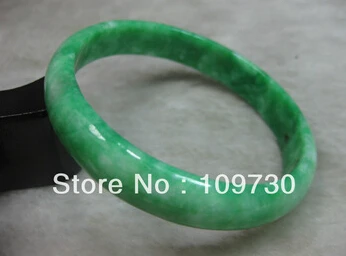 

hot sell909291 NATURE BEAUTIFUL GREEN WHITE JADE JADEITE BRACELET BANGLE 61-62MM