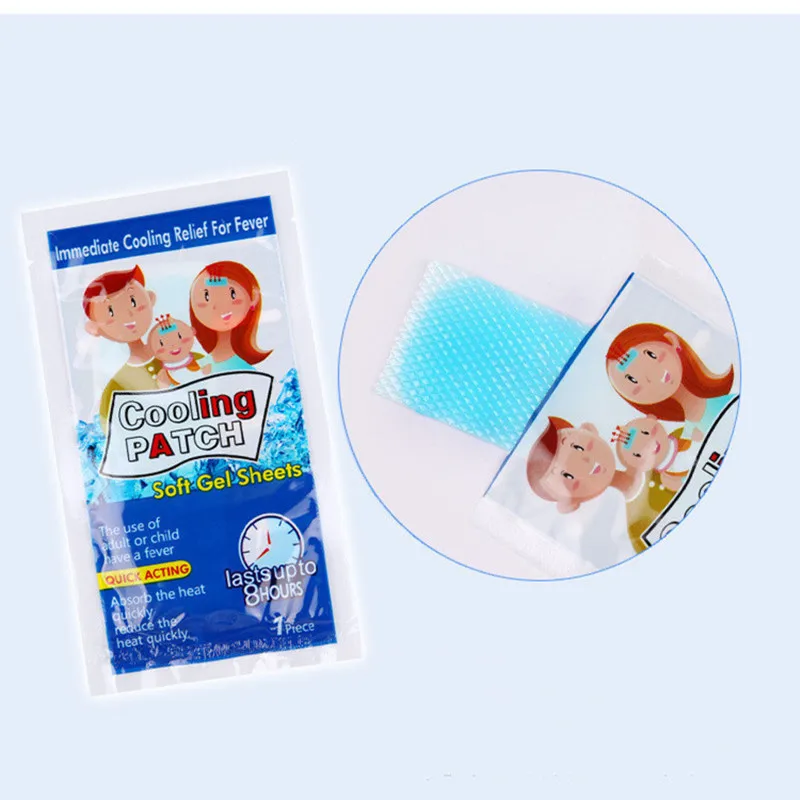 

10Pcs Cooling Patches Fever Down Medical Plaster Adult and Children Universal Lower Temperature Polymer Hydrogel Patch