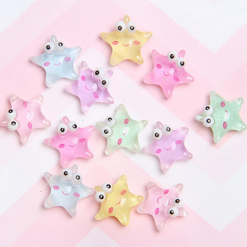 

20PC Color Cartoon Star Resin Accessories Cabochon DIY Phone Decorative Craft Making Flat Back Planar Resin Material Accessories