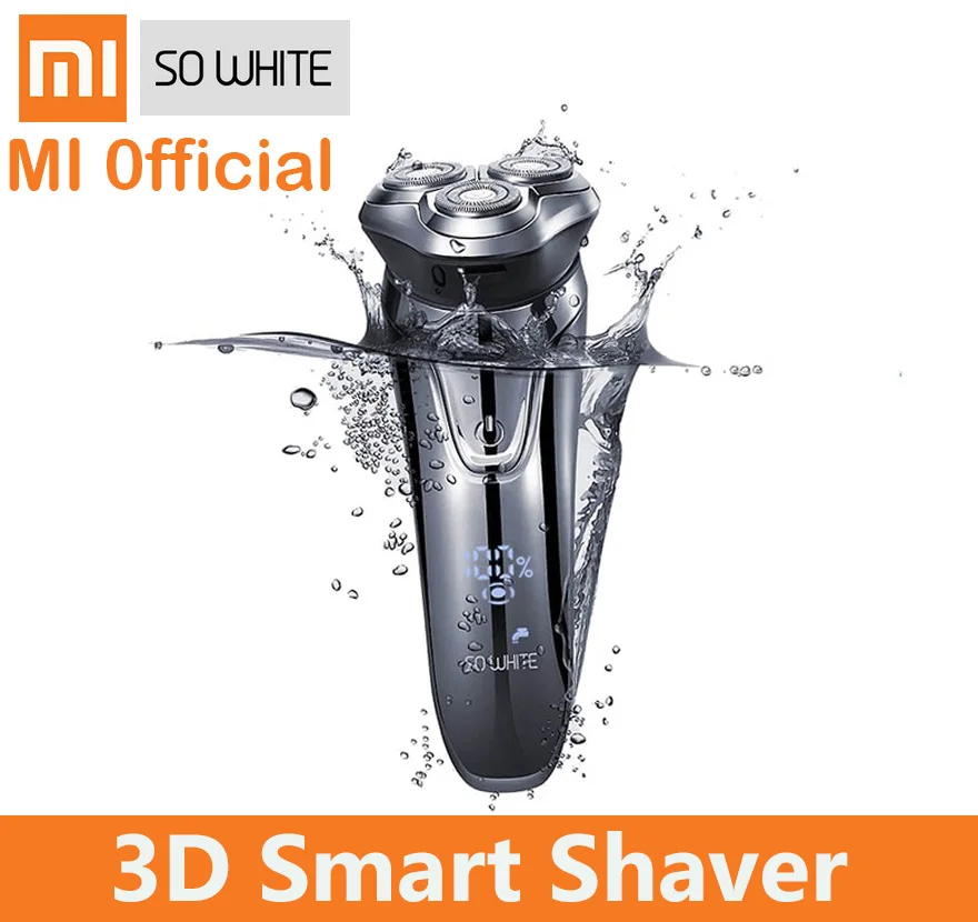 

Men Washable Rechargeable XIAOMI SO WHITE Electric Shaver Wireless 3D Smart Control Razor IPX7 Waterproof Shaving Beard Machine