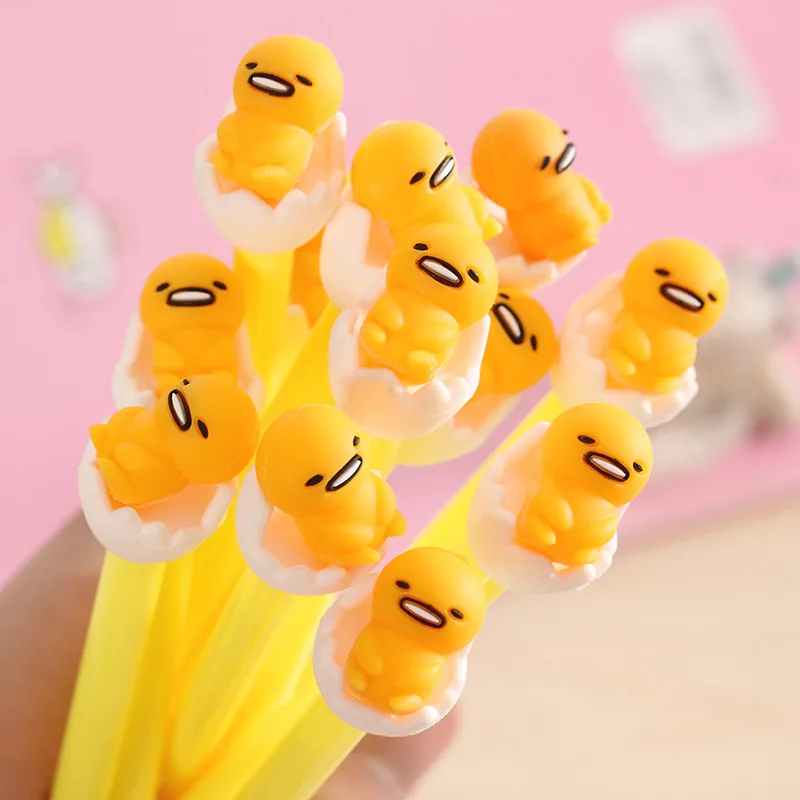 

20 pcs/lot Cute Cartoon Gudetama Lazy Egg Gel Pen Kawaii black ink Signature Pen for kids gift office school supplies Escolar