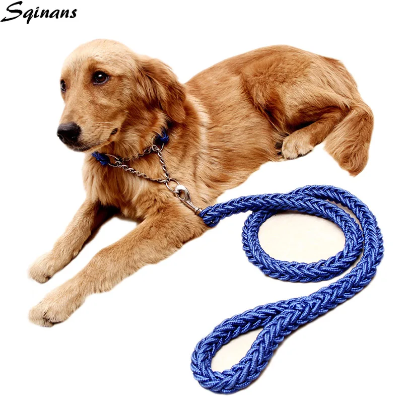 Sqinans ручной Плетеный ошейник и поводок для собак, Классический нейлоновый вязаный поводок для средних и больших собак, поводок для домашних животных 120 см