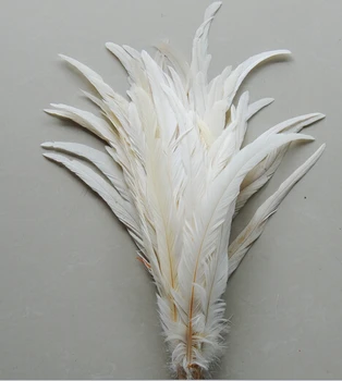

100Pcs/lot 35-40cm off white rooster feathers natural rooster tail feather for wedding Christmas decoration DIY craft costume