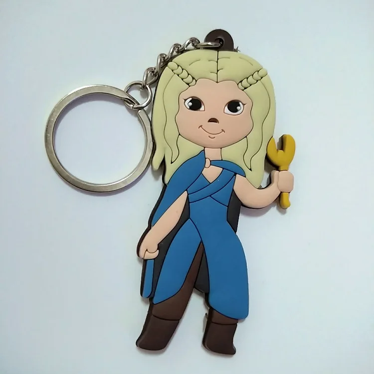 Juego de Tronos Llavero de PVC de moda clásico personaje de película silicona para llave bolso colgante de coche llavero accesorios de joyería