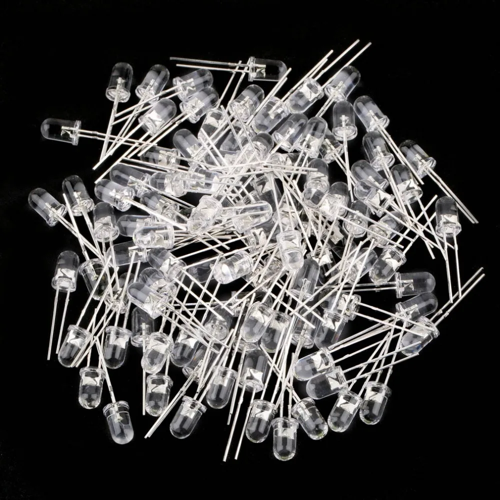 

100Pcs 5mm White Ultra-Bright LED Light Lamp Emitting Diodes 15000MCD E5M1