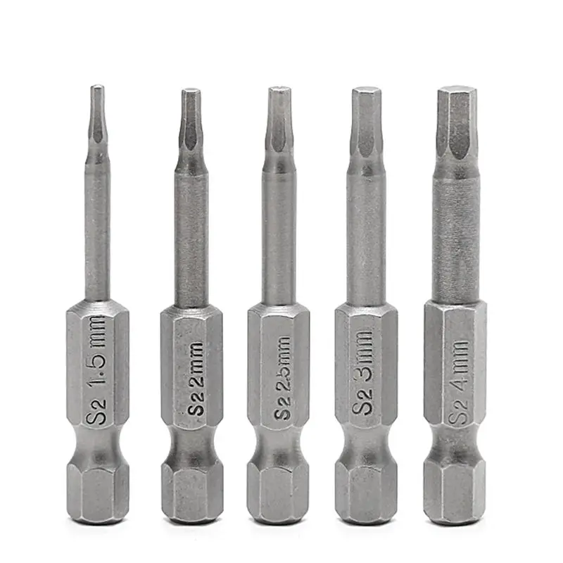 5 Pcs Hexagon Screwdriver S2 Steel 1/4" Hex Shank 50mm Power