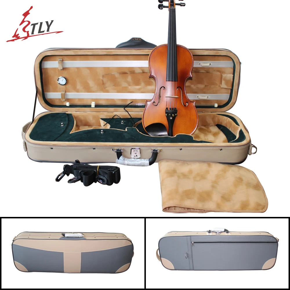 TONGLING New Artificial Leather Waterproof Violin Case w/ Hygrometer High-end Violin Case for 4/4 Violin Fiddle