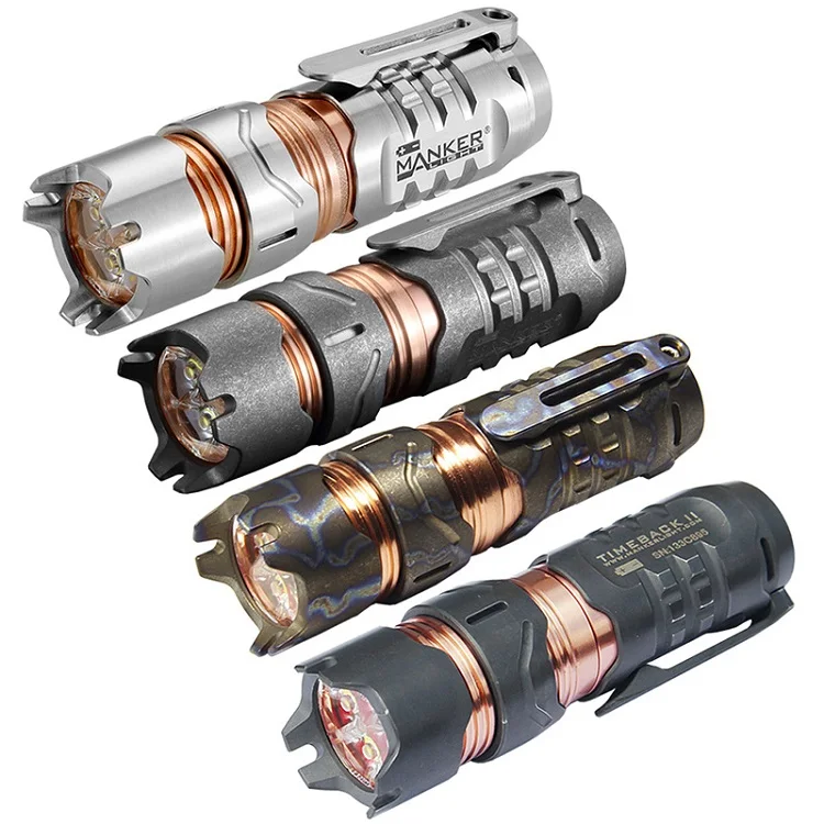 

Manker Timeback II 2200 Lumens Spinner Titanium Flashlight 4x CREE XPG3 LED Torch Pocket EDC 18350 Flashlight (4 Version Option)