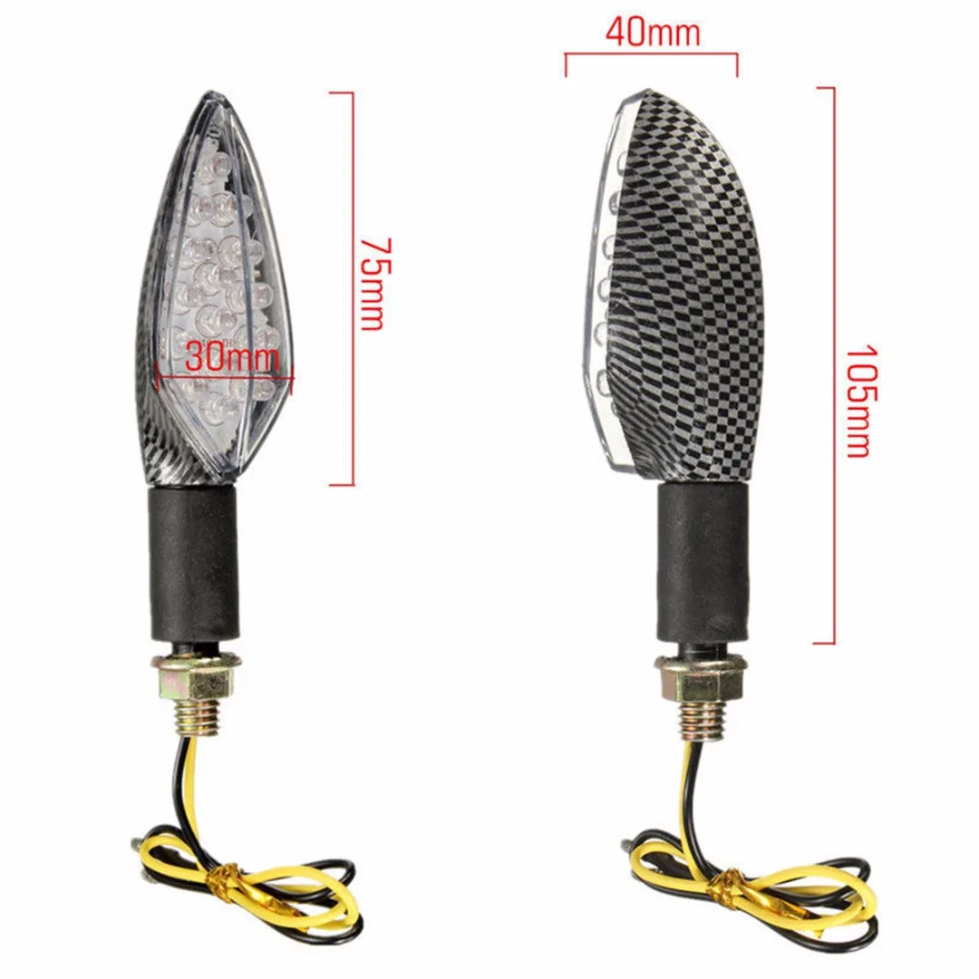 2pcs/set 12V LED Motorcycle Turn Signal Indicator Light Amber For Honda Suzuki
