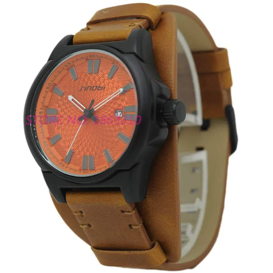 Big dial Fashion steel Watches Men Watch American Style Leather Watch