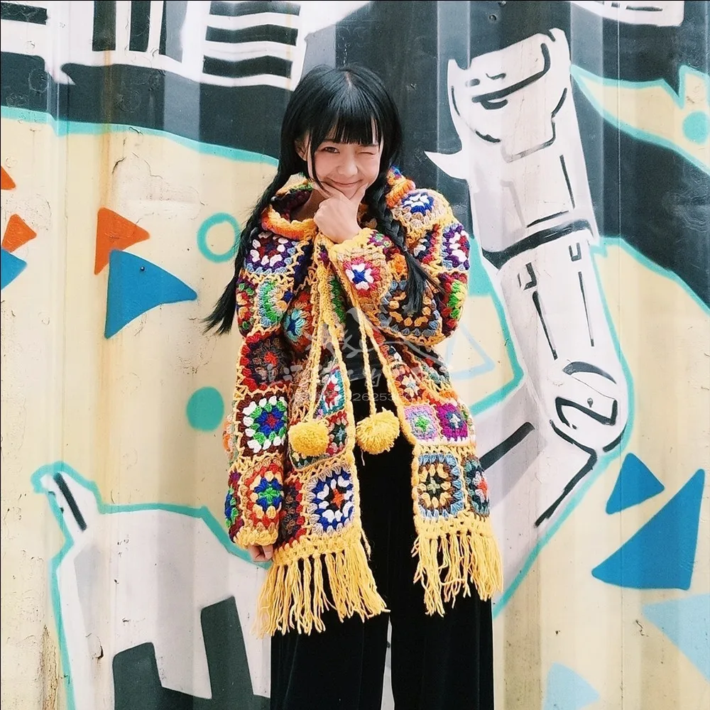 Free Shipping 2019 100% wool Coat For Women Plus Size Loose Outerwear Long Sleeve Hand Made National Tassels Sweaters With Hood Free Shipping 2019 100% wool Coat For Women Plus Size Loose Outerwear Long Sleeve Hand Made National Tassels Sweaters With Hood