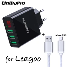 Unidopro штепсельная вилка европейского стандарта 3-Порты и разъёмы USB Wall Зарядное устройство для Leagoo M8 Pro T5s M5 плюс M7 Акула 5000 путешествия зарядное устройство и Micro Зарядка через usb кабель