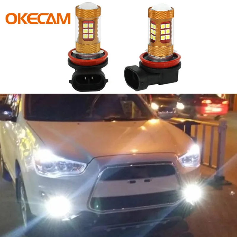 OKECAM 2Pcs H11 LED Bulb Fog Light White DRL Car Daytime Running Lights