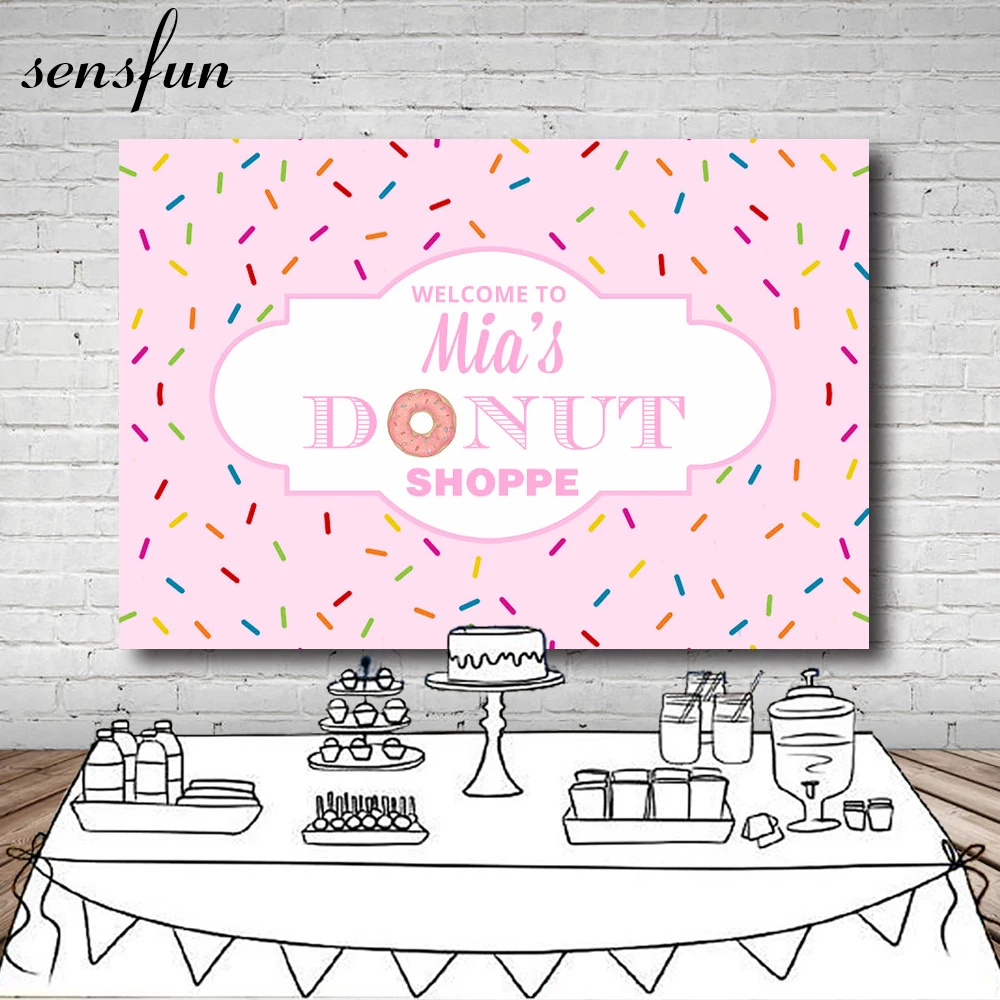 

Sensfun Pink Theme Donut Backdrop For Photo Studio Girls Baby Shower Happy Birthday Backgrounds Customized 7x5ft Vinyl